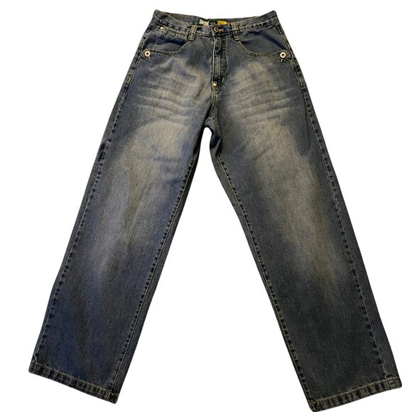 Rare VTG Y2K Southpole Embroidered Wide Leg Straight Denim Jeans Size 30 x 32 - Picture 3 of 15